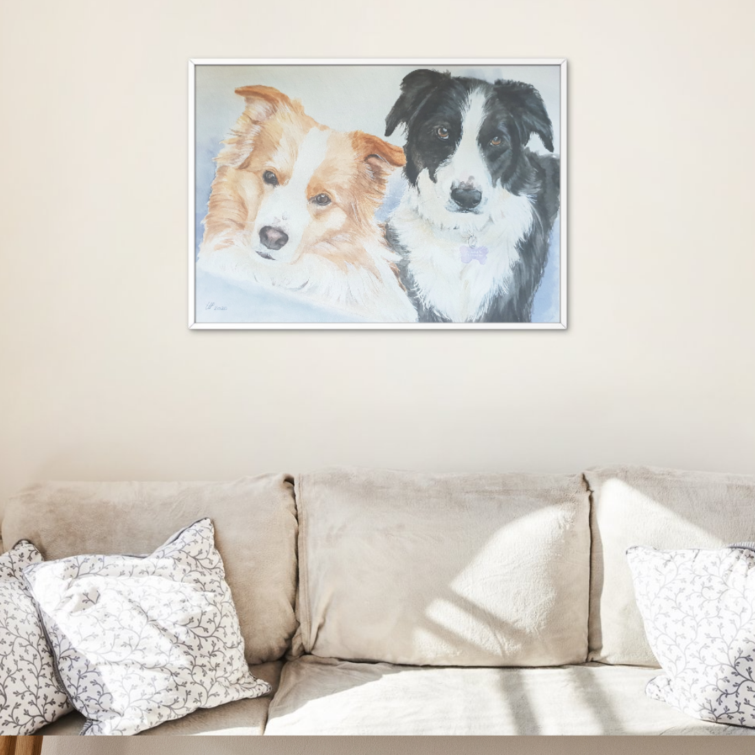 Pet Portrait of Two Pets A3 large size by hayley artistry
