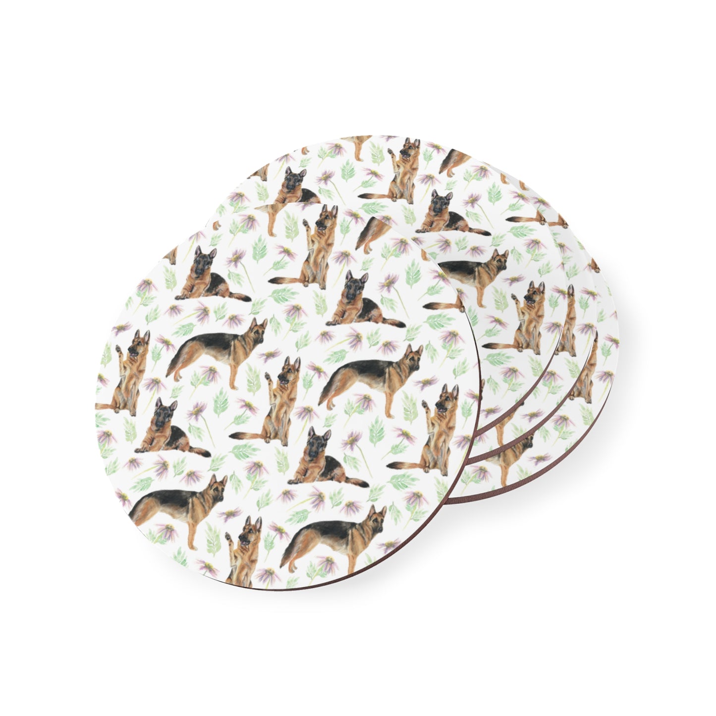 German Shepherd Floral Coasters