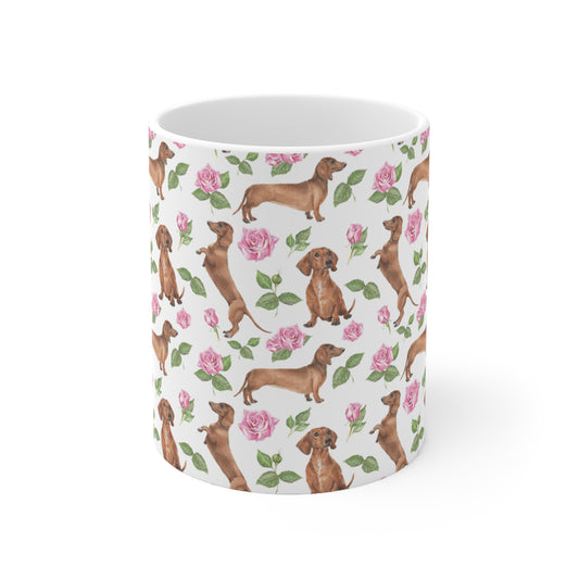 Dachshund Floral Mug