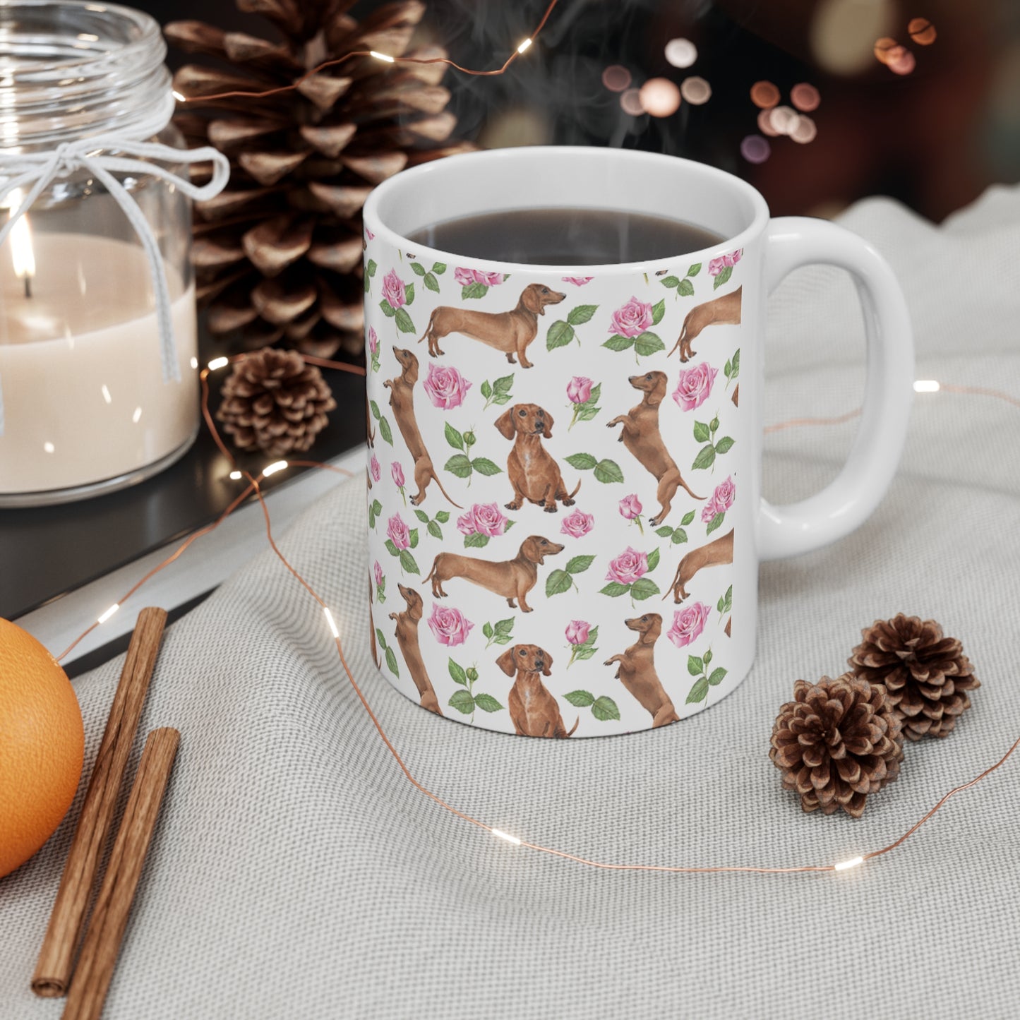 Dachshund Floral Mug