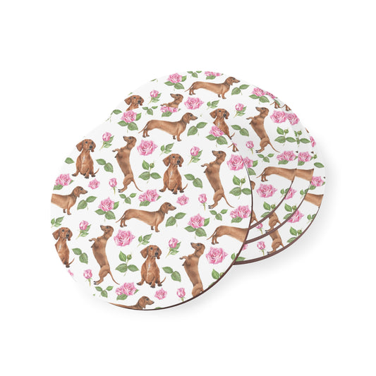 Dachshund Floral Coasters